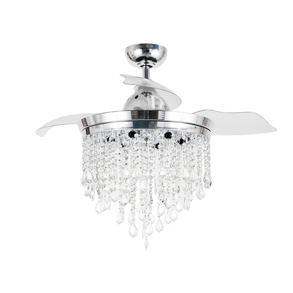 Shop Chrome 3-Blade 42-inch Crystal Chandelier Ceiling Fan ...