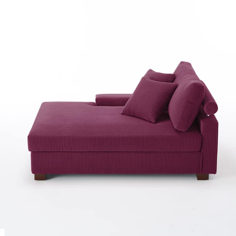 Corduroy Chaise Lounge Chair Upholstered Indoor Lounger Sofa