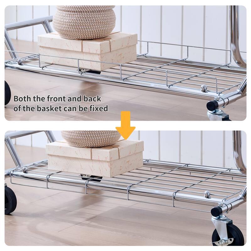 Adjustable and Extendable Double Clothing Garment Rack with Shelves