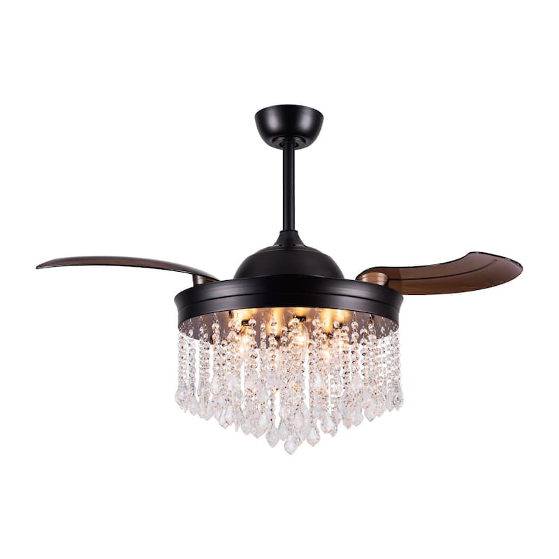 Silver Orchid Shearer 3-blade 42-inch Chrome/Crystal Ceiling Fan Chandelier