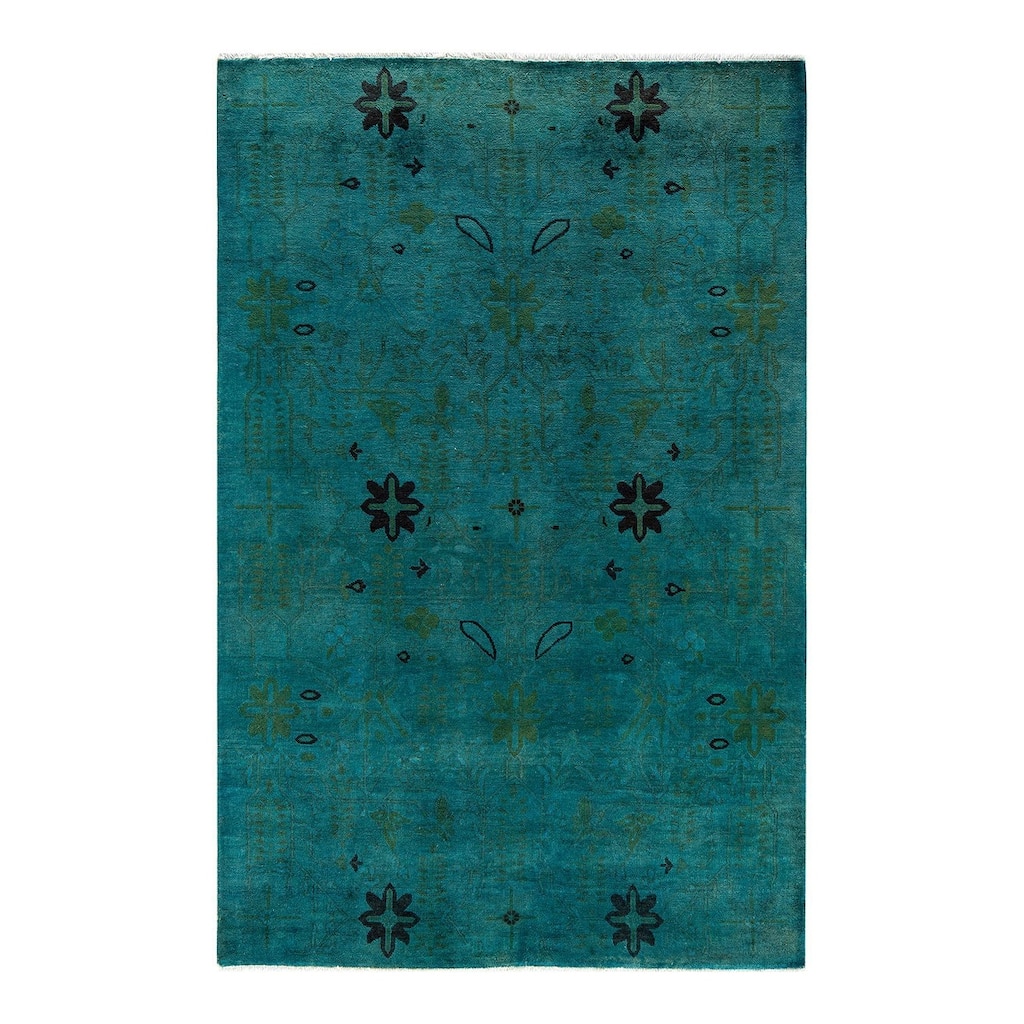 Fine Vibrance, One-of-a-Kind Hand-Knotted Area Rug - Blue, 4' 0" x 6' 3" - 4' 0" x 6' 3"