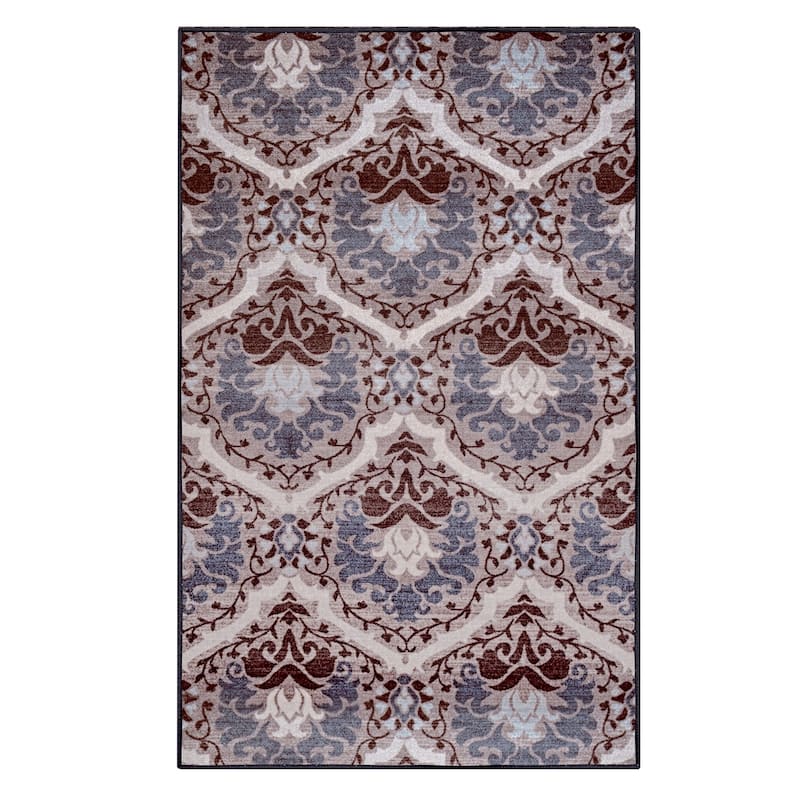Superior Chloe Floral Damask Non-Slip Washable Indoor Runner or Area Rug