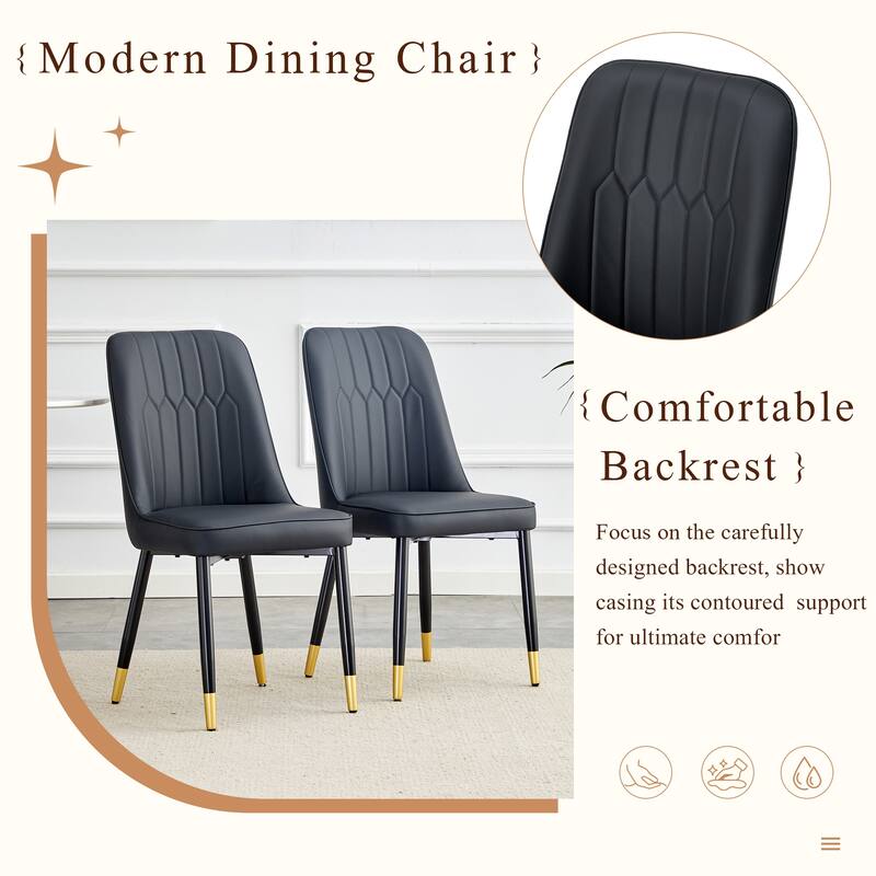 Rustic Table & Chairs Set, Ergonomic Leather Dining Chairs Dining Table, Side Chairs with Metal Legs