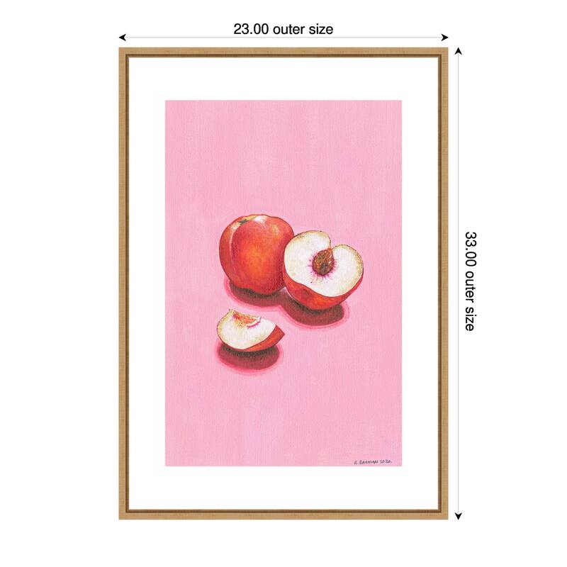 Peaches by Roxanne Moolman Framed Canvas Wall Art Print - 23 x 33 in