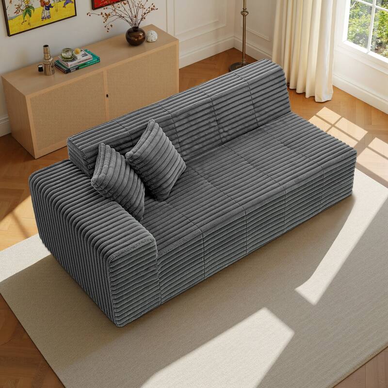 81" W No Assembly Required Couch Plush Corduroy Loveseat Sofa