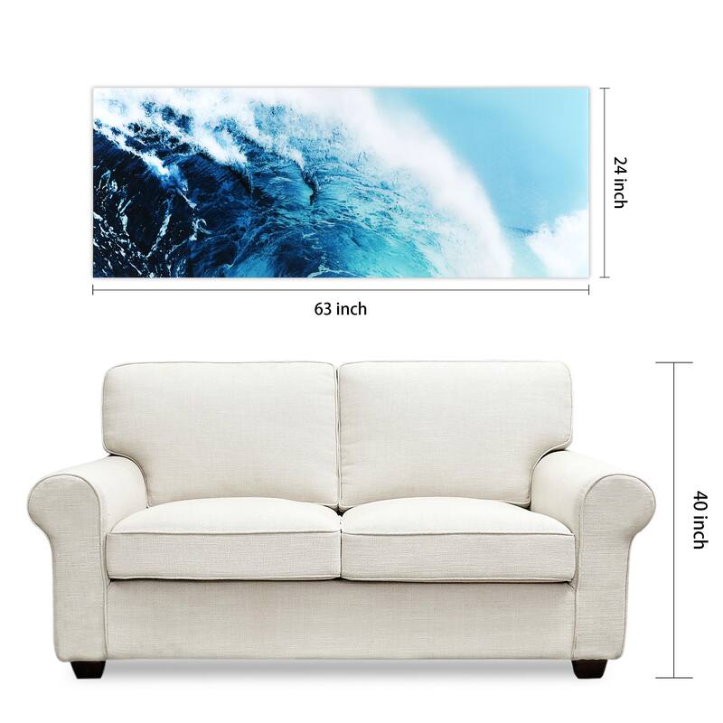"Blue Wave 1" Unframed Free Floating Tempered Glass Wall Art