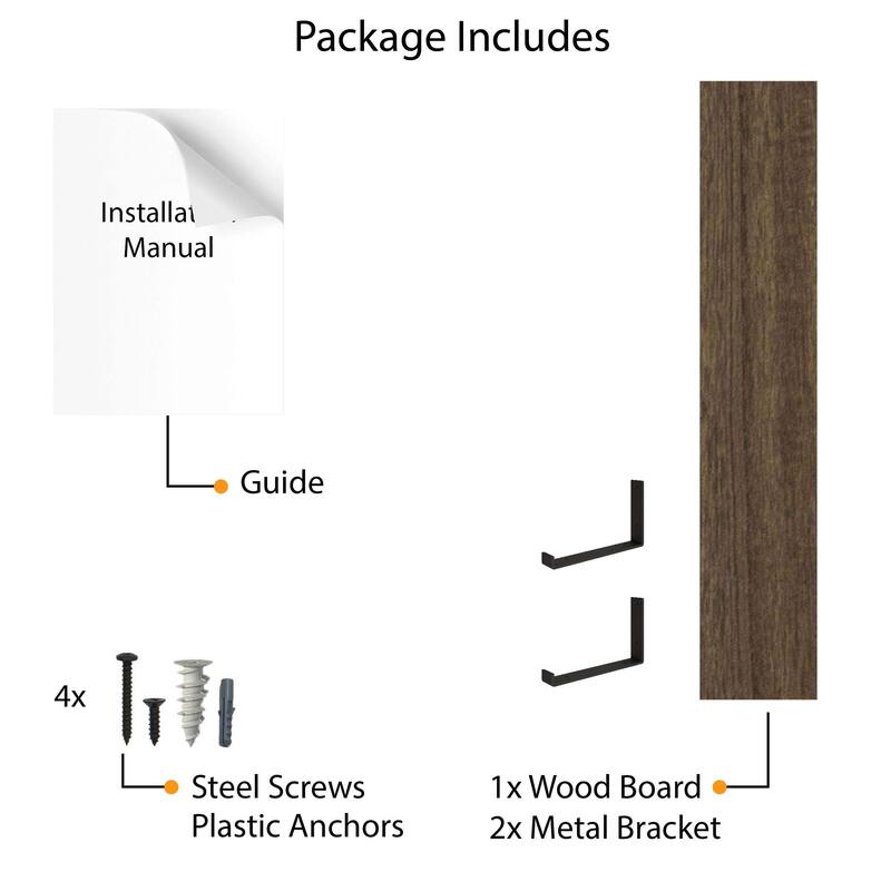 Wallniture Forte Wood Board 60" Long, 11.25'' Deep, 1.5" Thick, Wood Floating Shelf for Wall with Heavy Duty Metal Brackets, 1pc