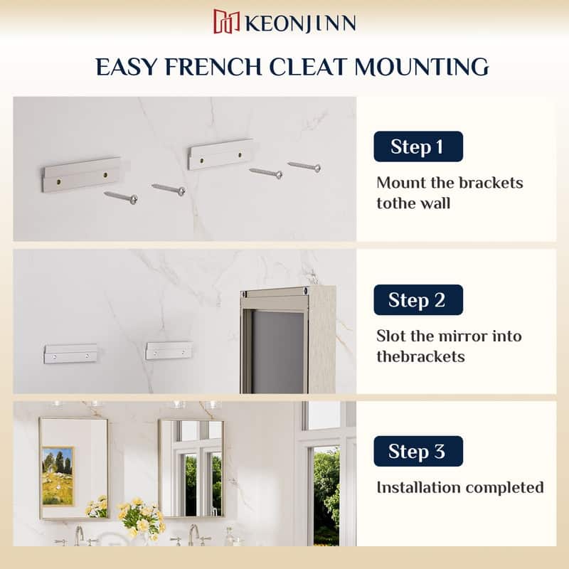 Keonjinn Aluminum Framed Wall Mount Bathroom Vanity Mirror