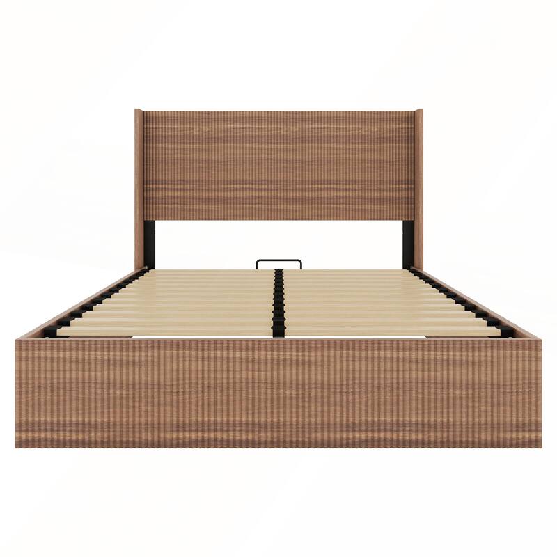 Large Grooved Undulating Lift Storage Bed Frame with Lift Storage