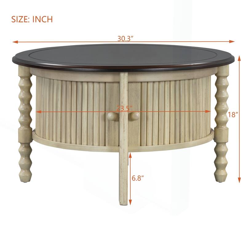 Vintage Round Coffee Table with Practical Storage for Various Rooms