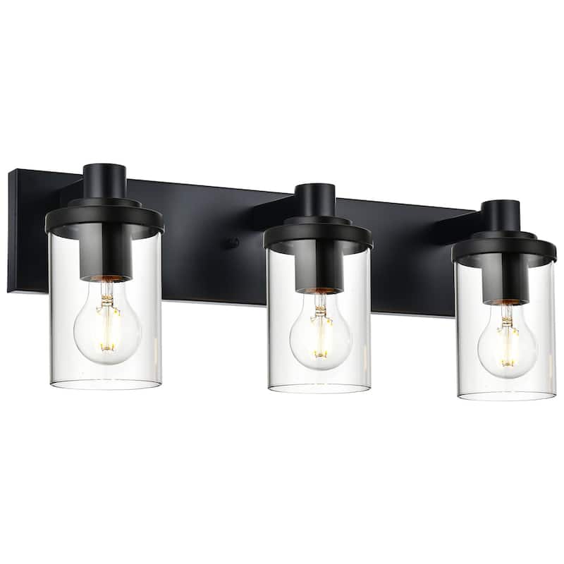 3-Light Vintage Bathroom Vanity Light with Clear Glass Shades