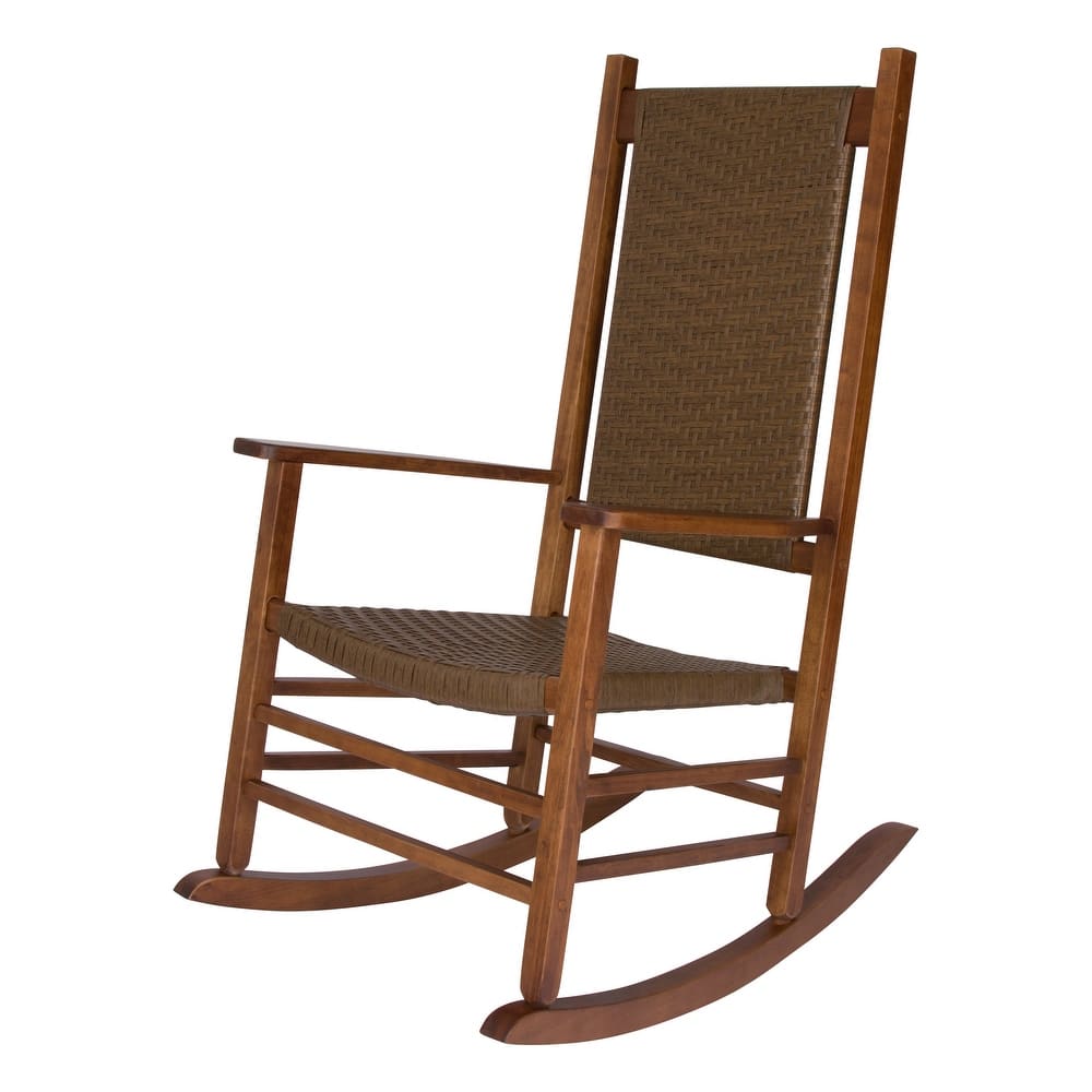 Hampton Genuine Hardwood Rocking Chair with Weather-Resistant Woven Wicker Back