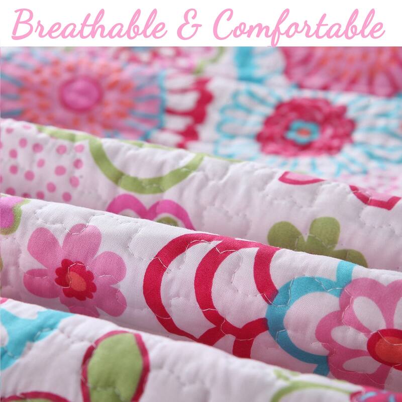 Cozy Line Mariah Colorful Floral Pink Quilt Bedding Set