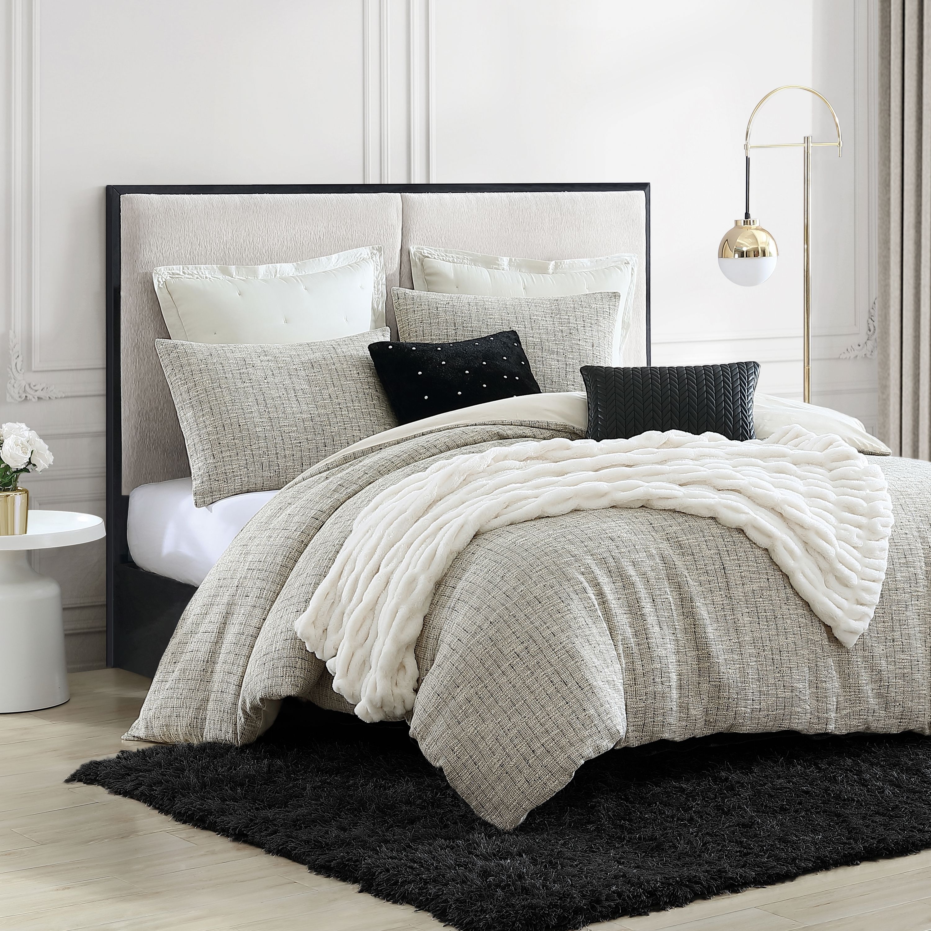 KARL LAGERFELD PARIS Metallic Tweed Duvet Set