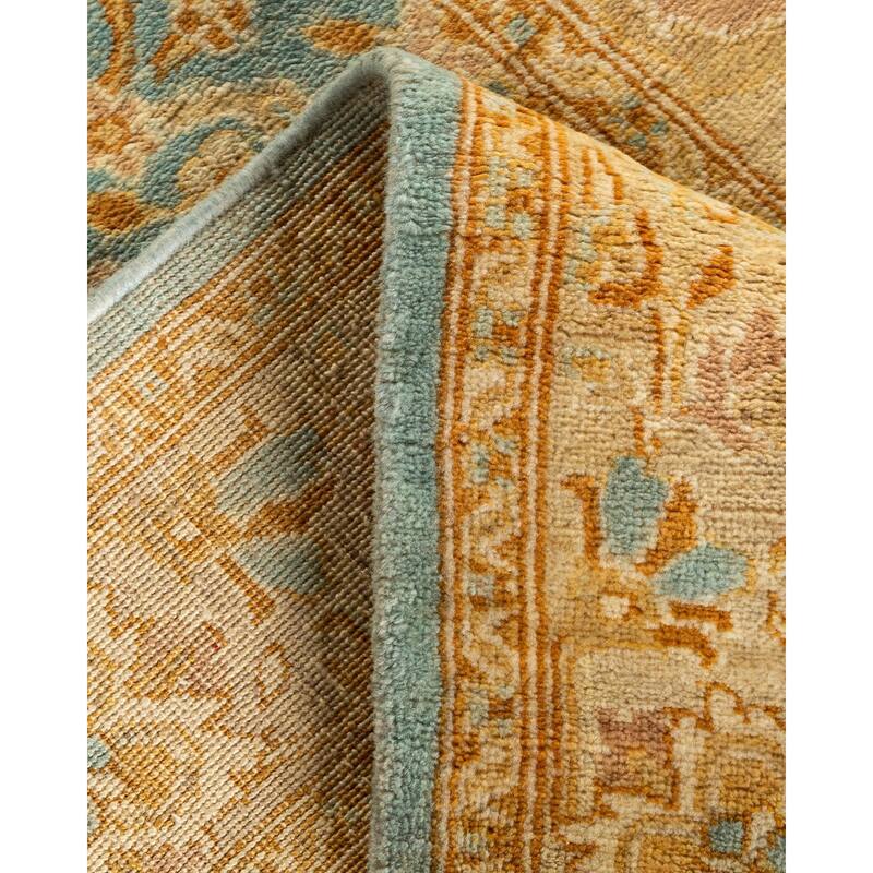 Overton Hand Knotted Wool Vintage Inspired Traditional Ottoman Blue Runner Rug - 2' 5" x 11' 4"
