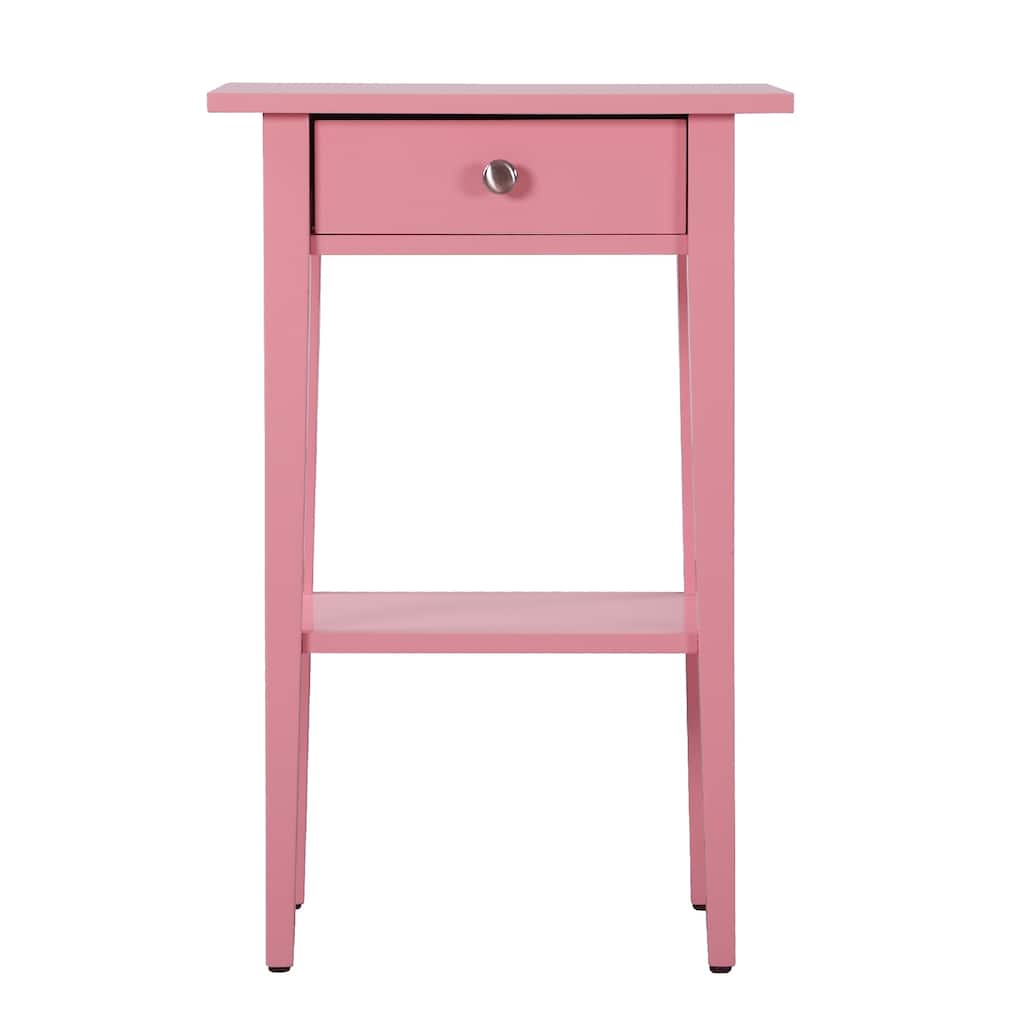 1-Drawer Wooden Nightstand with Open Shelf - 28" - Pink