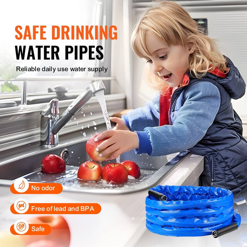 Heated Water Hose for RV, Heated Drinking Water Hose with Corrugated Cover Antifreeze to -45°F, Automatic Self-regulating