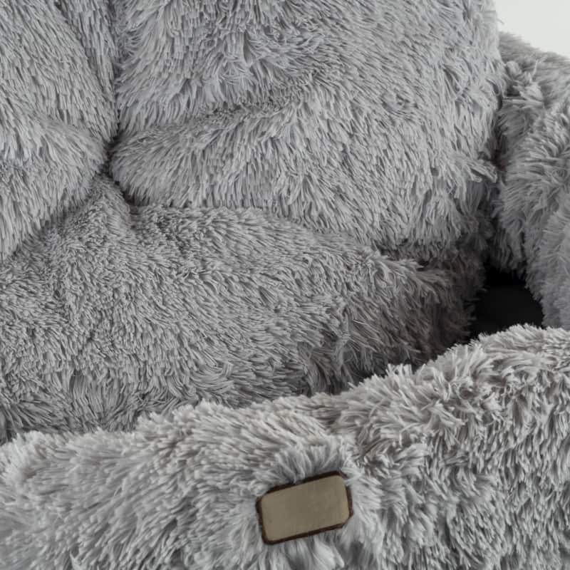 Extra Large, Fluffy Gray Round Cat Bed - Estra Large