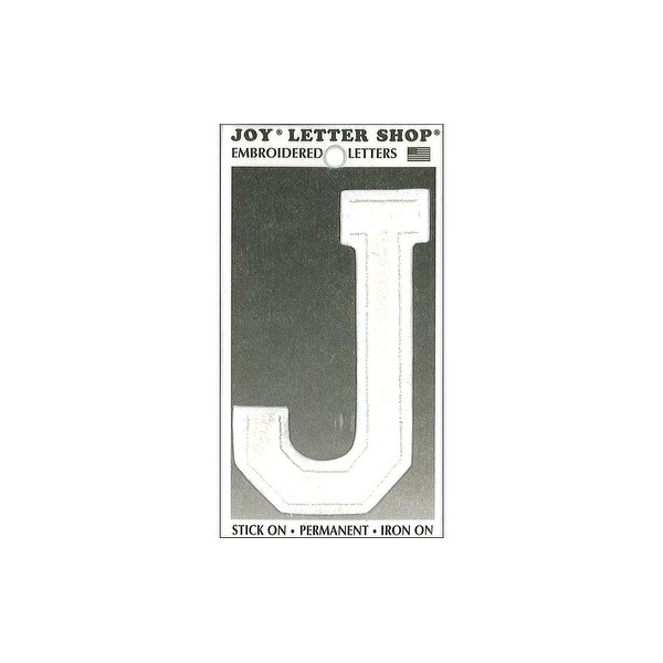 Joy Applique Letter Iron On Varsity 3" White J