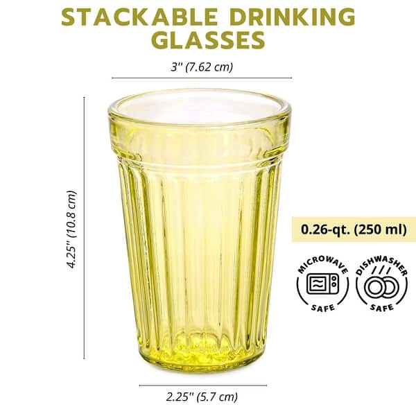 dimension image slide 1 of 6, STP Goods Pastel Collection Faceted Drinking Glasses Set of 4 - 8.3 fl oz