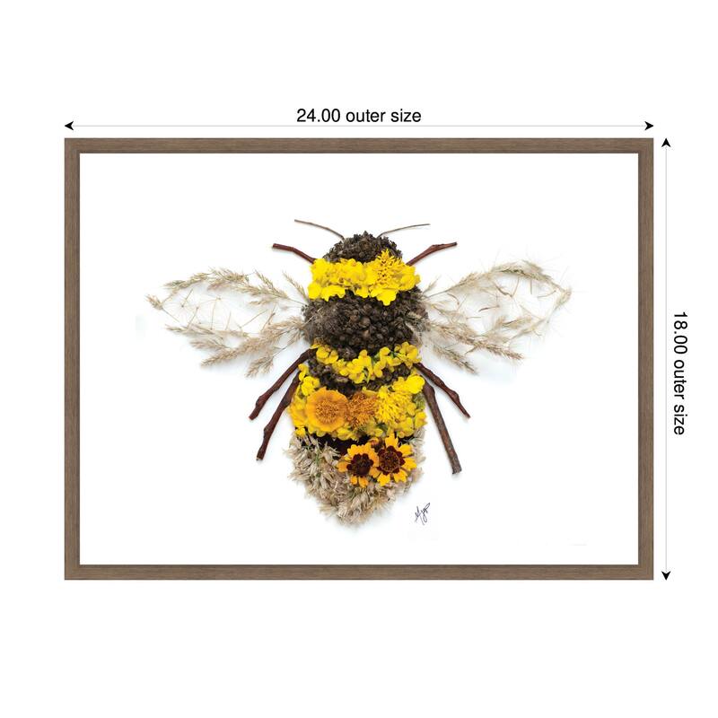 Kate and Laurel Bumble Bee by Madeline Jeppesen Framed Canvas Wall Art Print