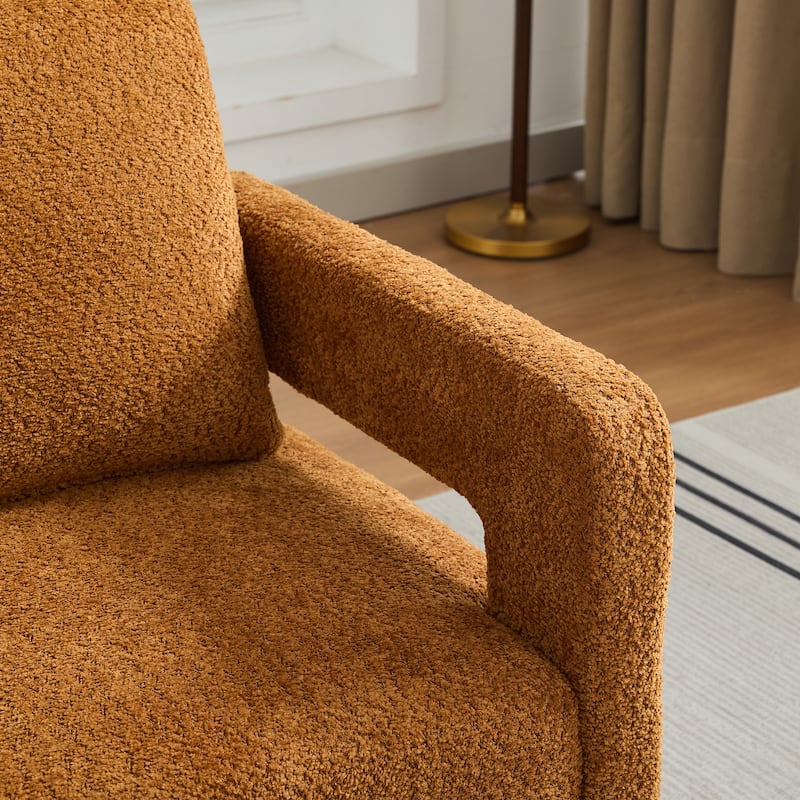 Upholstered Swivel Accent Chair, Modern Arm Chair with Open Back,360 Degree Swivel Lounge Club Chair with Removable Back Cushion