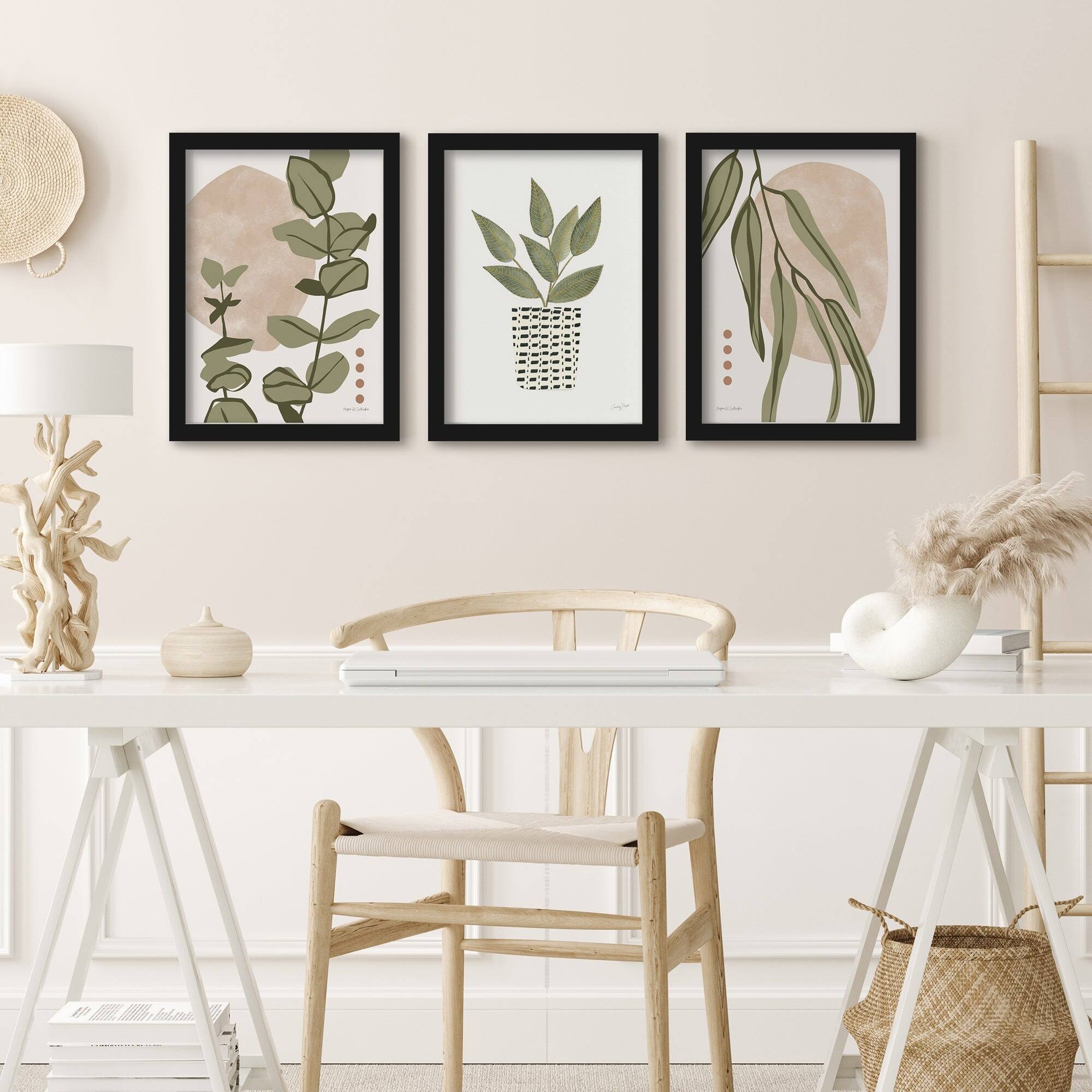 Modern Eucalyptus Leaves Botanical 2 3 Piece Framed Gallery Art Set