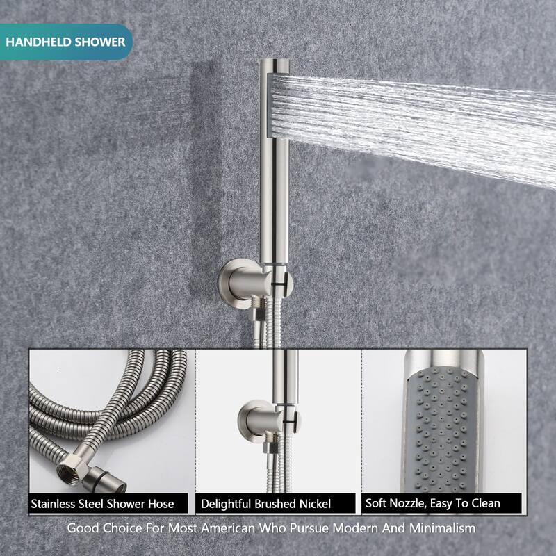 Wall Mounted Round Shower Combo Set with 10" Rain Shower head and Handheld Shower Head Set with Pressure Balancing Valve