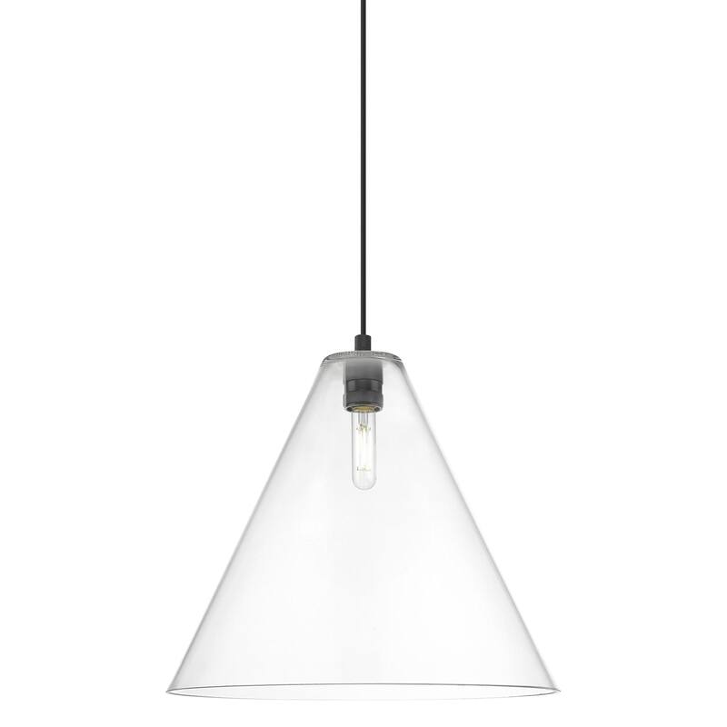 Innovations Lighting 434-1P-15-16 Crown Point Pendant Cone Crown Point - Matte Black / Clear