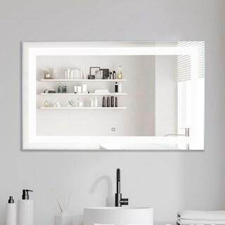 LED Lighted Bathroom Wall Mounted Mirror - Silver - Bed Bath & Beyond ...