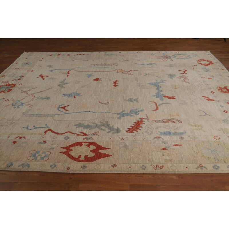 Transitional Vegetable Dye Oushak Turkish Rug Handmade Wool Carpet - 7'11"x 10'2"