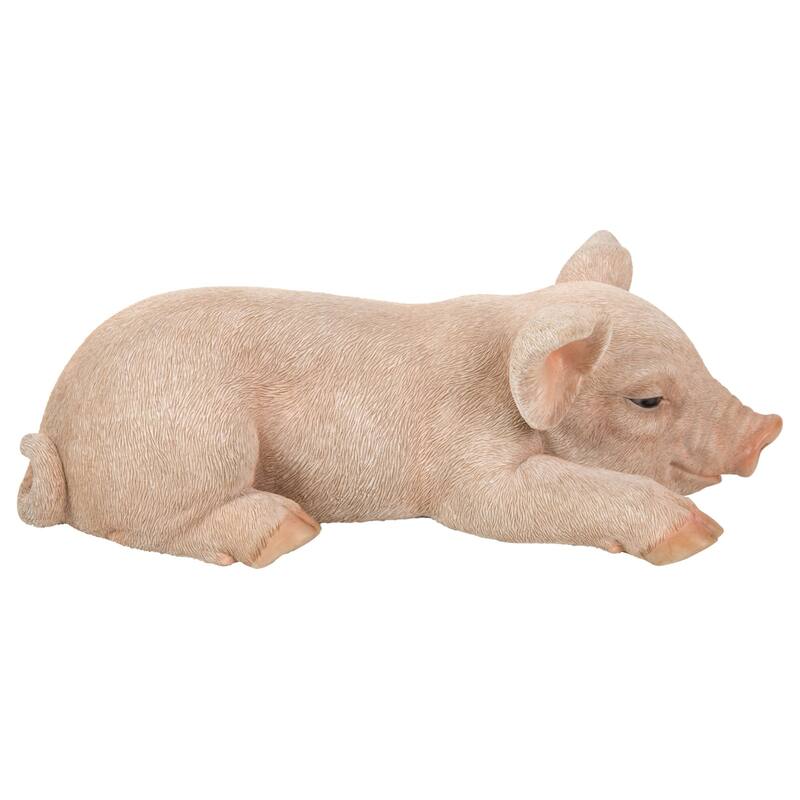11.50" Sleeping Piglet Outdoor Garden Statue