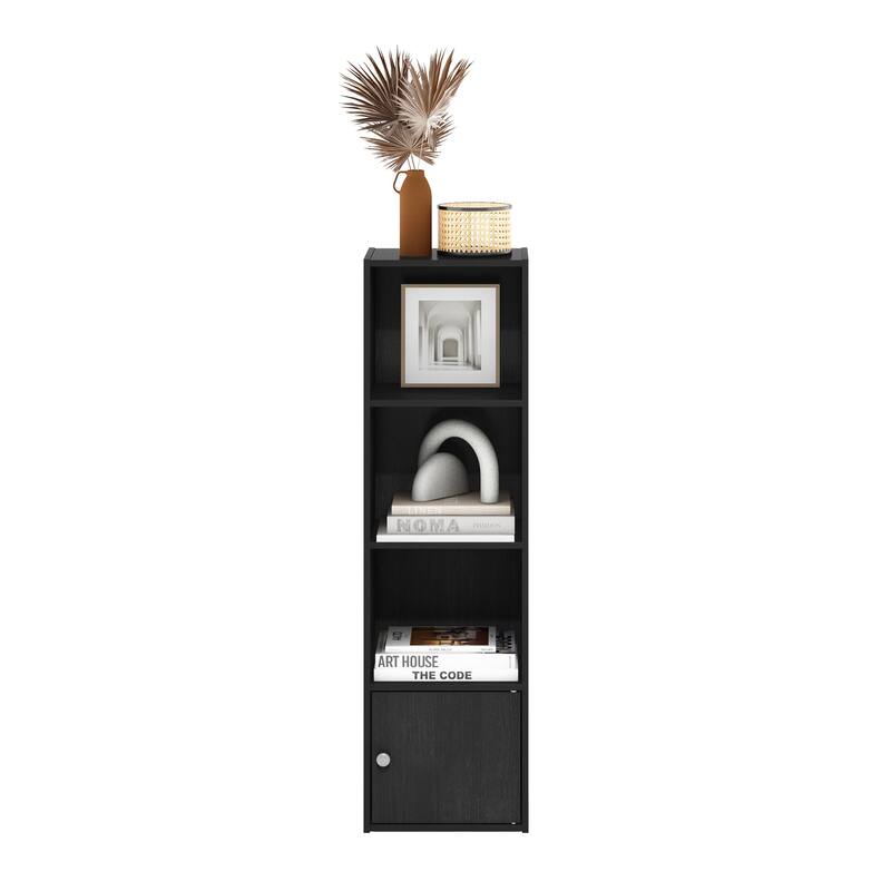 Furinno Luder 4-Tier Shelf Bookcase with 1 Door Storage Cabinet