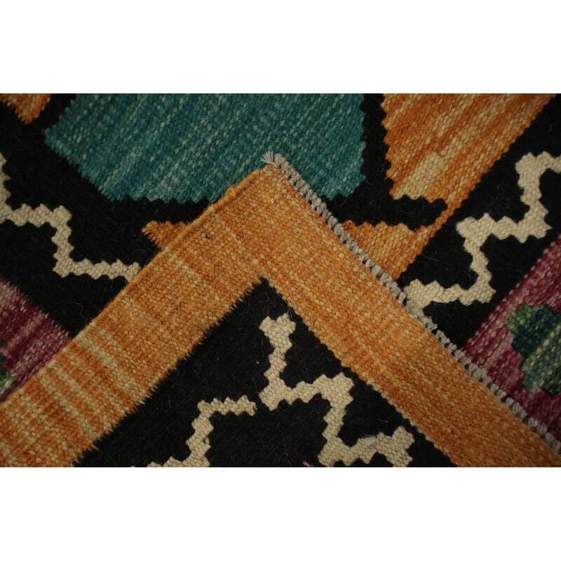 Hand Woven Oriental 100% Wool Carpet Southwestern Tribal Oranges & Rust Kilim Area Rug - 9' 11'' X 8' 5''