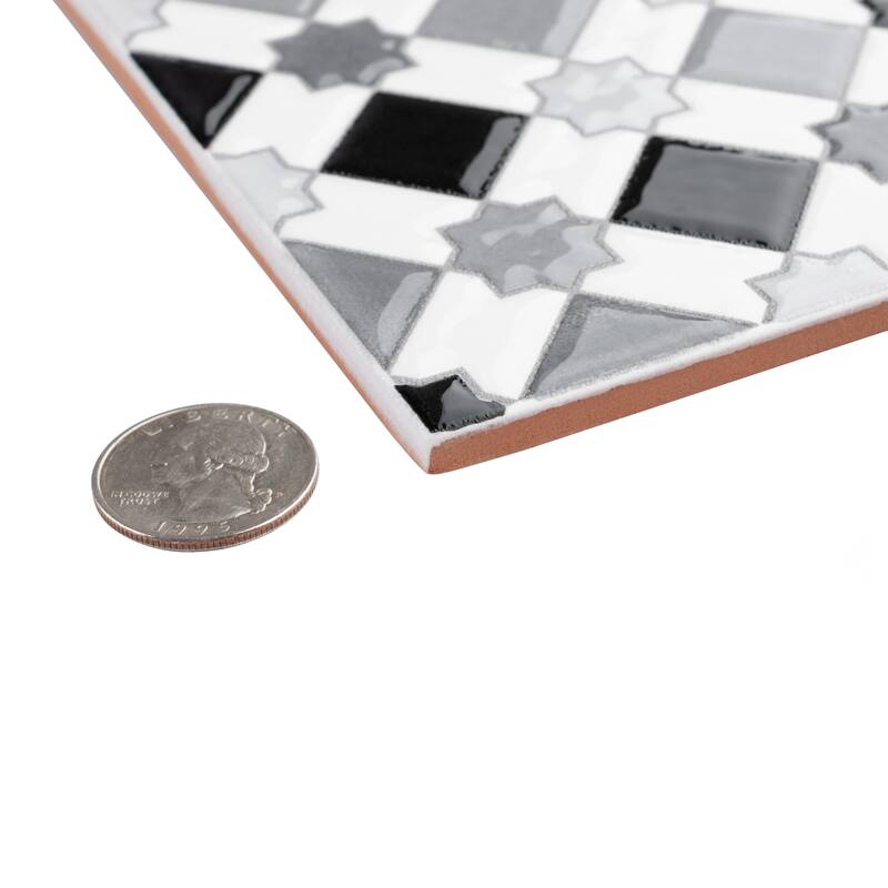 Merola Tile Sevillano Giralda Light Grey 7-7/8" x 7-7/8" Ceramic Wall Tile - Case (25 Tiles)