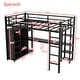 preview thumbnail 2 of 6, Black Metal Loft Bed with Desk and Wardrobe