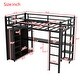 preview thumbnail 3 of 9, Metal Full Size Loft Bed with Desk, Shelves, and Wardrobe - Black