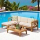 preview thumbnail 5 of 25, 2-Piece Acacia Wood Outdoor Sectional Sofa Set with Water-Resistant Cushions, Ottoman, and Coffee Table - Patio Furniture set