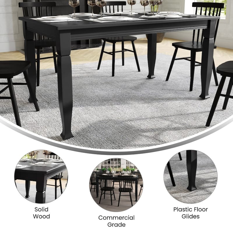 Solid Wood Commercial Grade Dining Table with Turned Legs