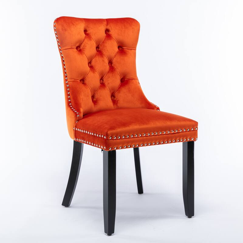 Set of 2 Modern High-End Tufted Solid Wood Upholstered Dining Chair with Nailhead Trim