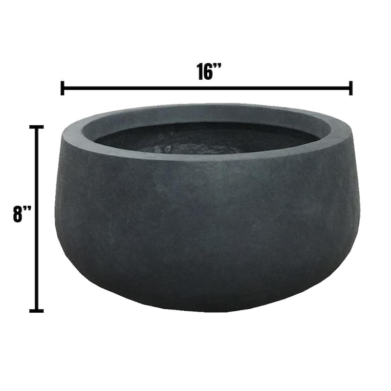 Durx-litecrete Lightweight Concrete Modern Low Bowl Cement Planter-Medium - 15.7'x15.7'x7.9'