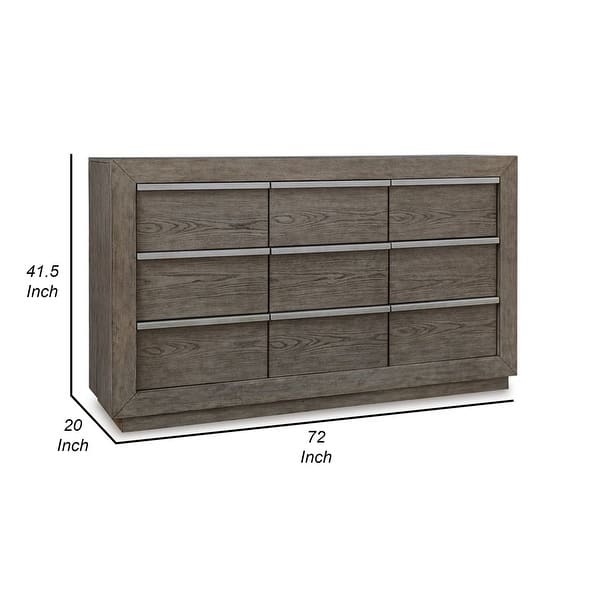 Erica 72 Inch Wide Dresser Chest, 9 Gliding Drawers, Smooth Gray Finish - Bed Bath & Beyond - 40694732 Erica 72 Inch Wide Dresser Chest, 9 Gliding Drawers, Smooth Gray Finish - Bed Bath & Beyond - 40694732