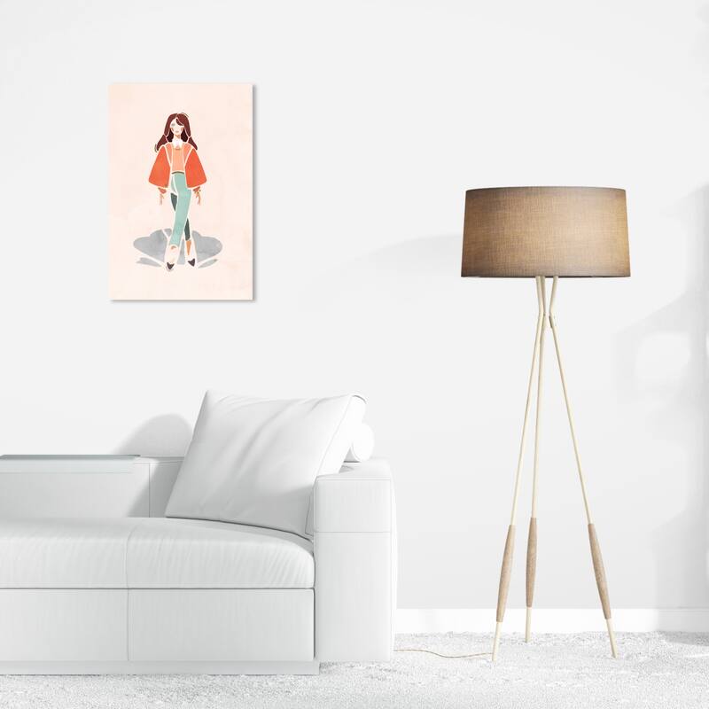Wynwood Studio Canvas Fashion and Glam Abstract Girl II Orange and Pastel Orange Modern & Contemporary Wall Art Canvas Print - 24 x 16