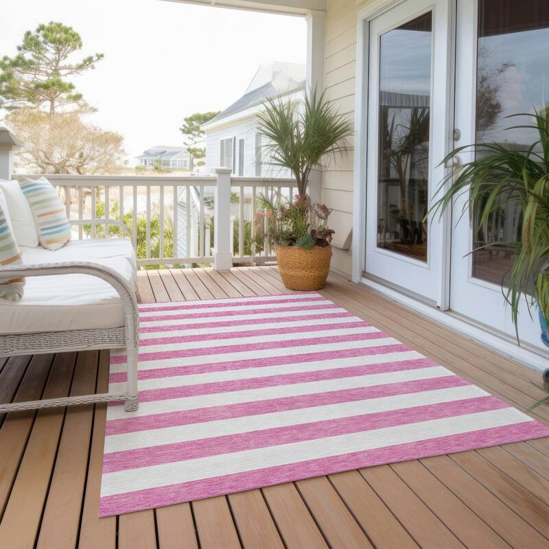 Alna Stripe Weather Resistant Classic Meets Modern Outdoor Rug