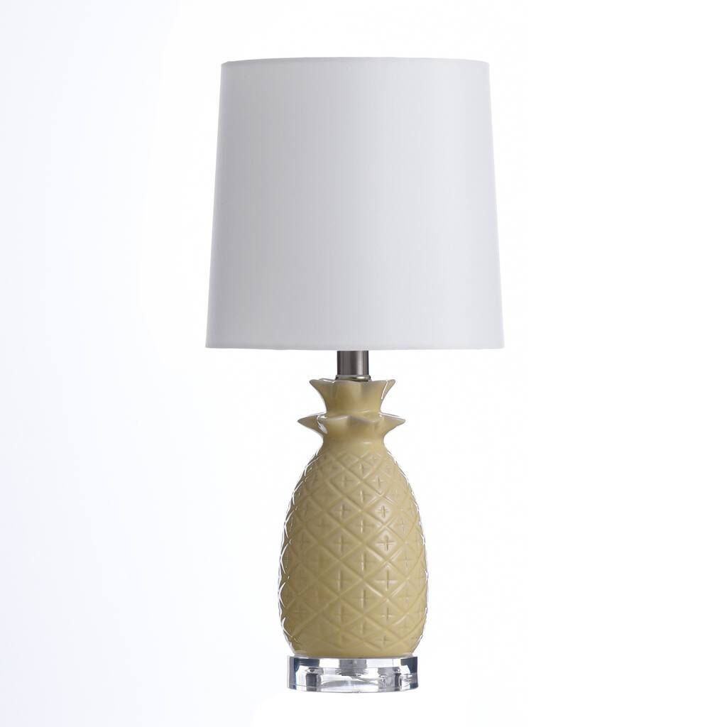 StyleCraft Ceramic Yellow Table Lamp - White Hardback Fabric Shade