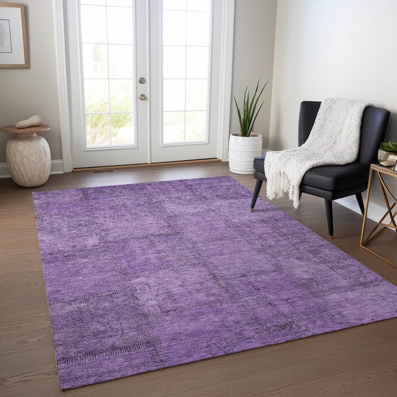 Machine Washable Indoor/ Outdoor Chantille Boho Moroccan Rug - Purple - 10' x 14'