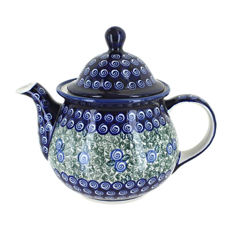 Blue Rose Polish Pottery 943 Zaklady Large Teapot - Seaside Swirl