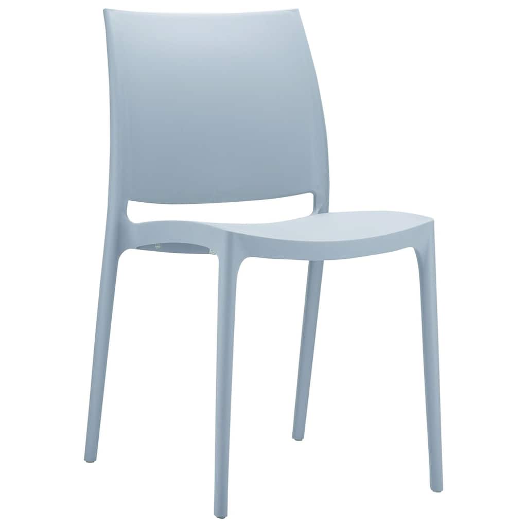 32" Silver Outdoor Patio Solid Dining Chair