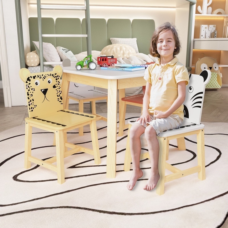 Kids wooden table shop and chair set