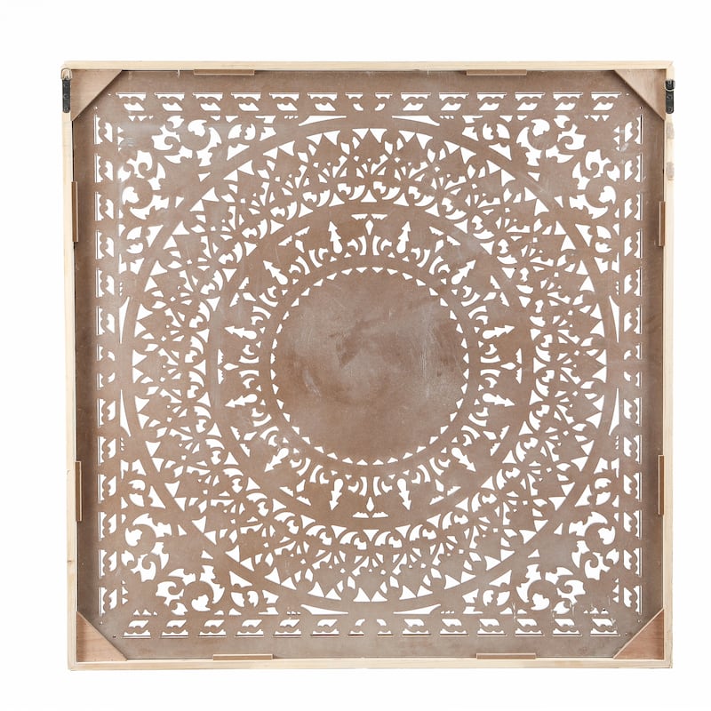 Distressed White Wood Flower Square Frame Wall Decor